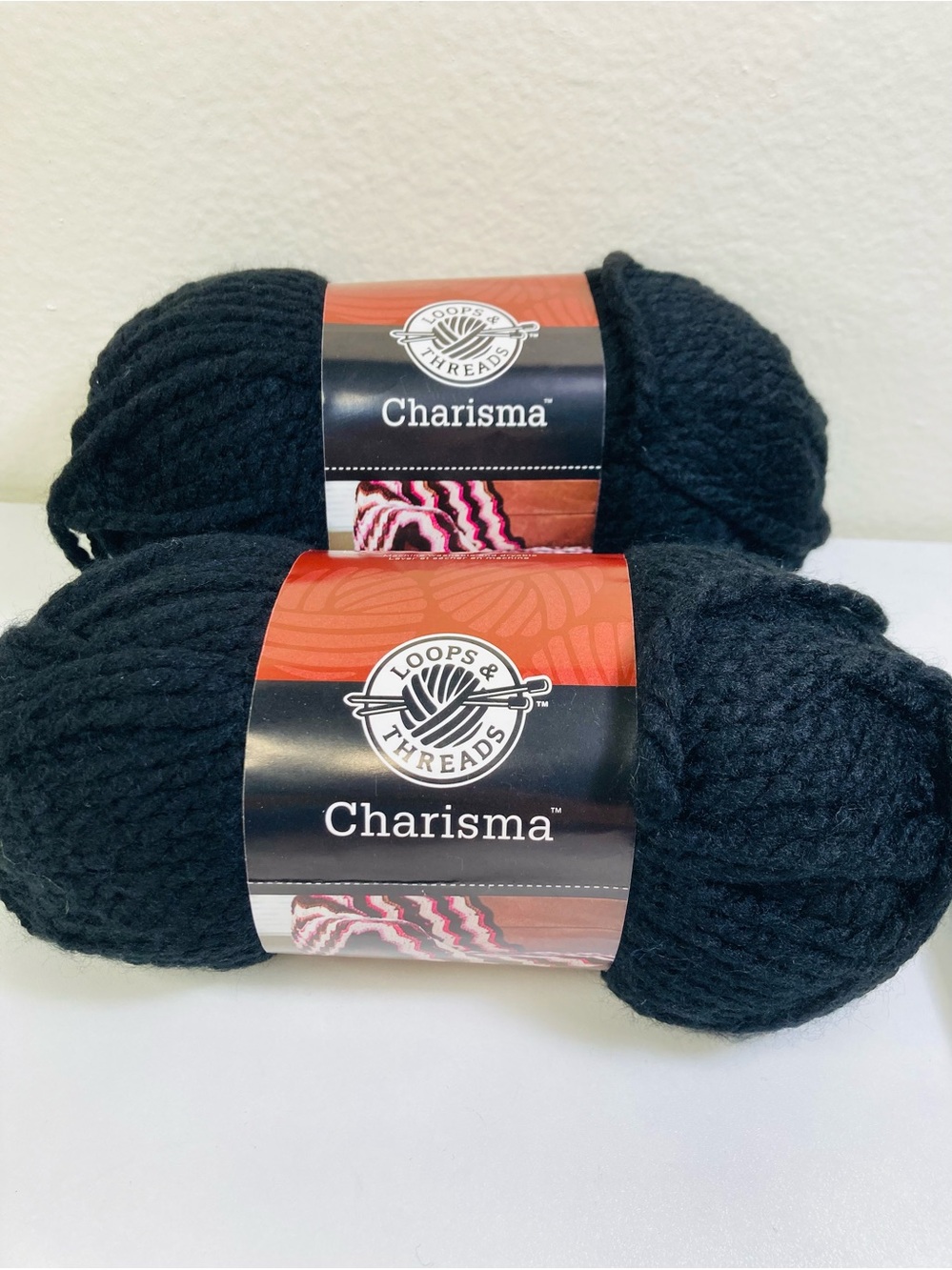 2 NEW (200g + total) Loops & Threads Charisma Super Chunky Yarn in Black